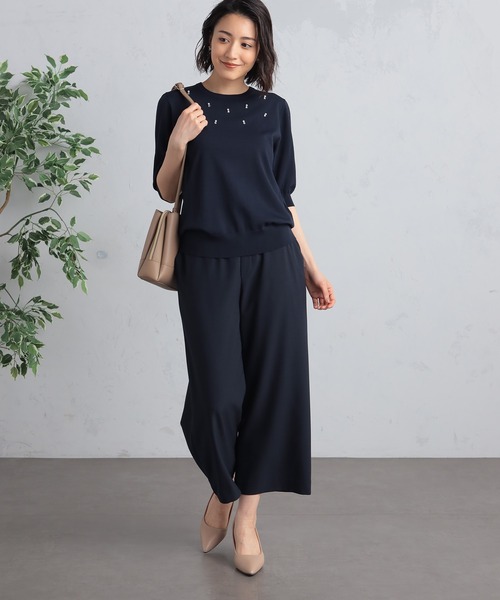 GALLORIA ニット セーター ちらしビジューニット レディース