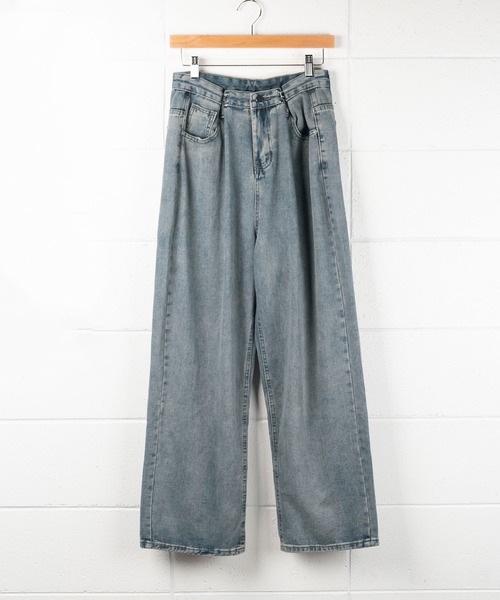 [me+em select] обработка Denim брюки LARGE голубой женский 