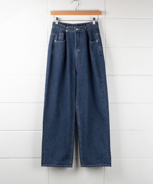 [me+em select] обработка Denim брюки LARGE голубой женский 