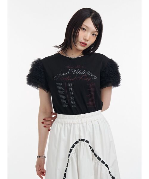 jouetie（ジュエティ） tシャツ 半袖 フリルチュールドッキングTシャツ