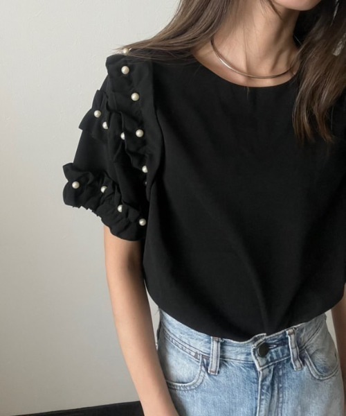 deux amour tシャツ 袖フリルトップス レディース : ZOZOTOWN