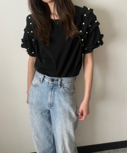 deux amour tシャツ 袖フリルトップス レディース : ZOZOTOWN Yahoo!店 