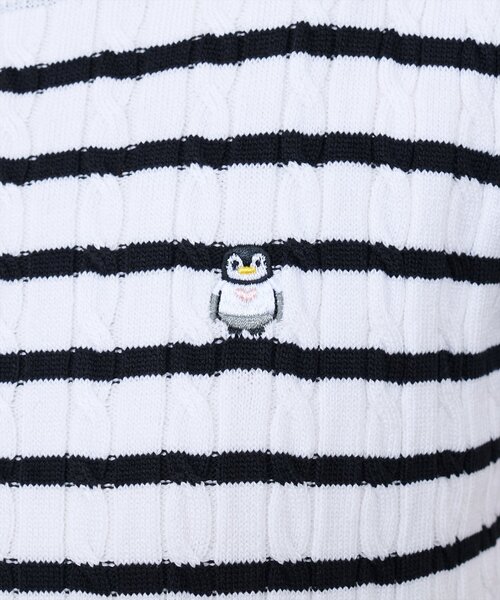 クマ刺繍 半袖ニットセーター ホワイト natural couture｜アニマル刺繍ケーブル半袖ニット | Rakuten