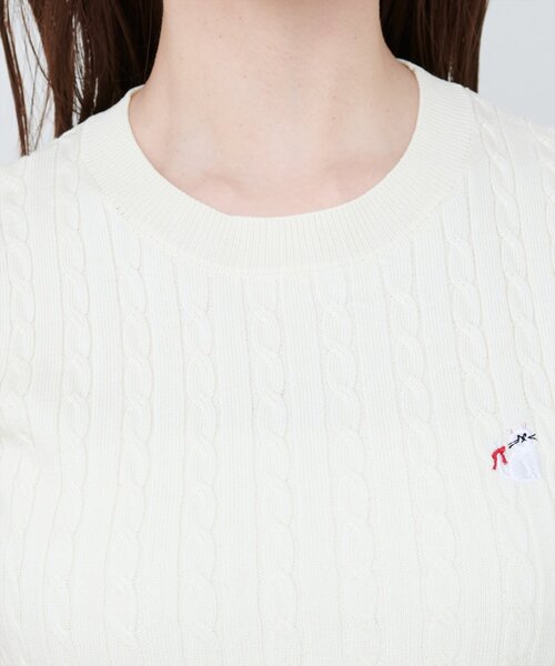 【国内配送】 couture natural ニット アニマル刺繍ケーブル半袖 セーター トップス