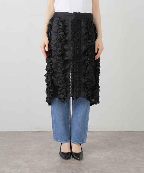 crinkle スカート Frill rayon shantung apron skirt : ZOZOTOWN