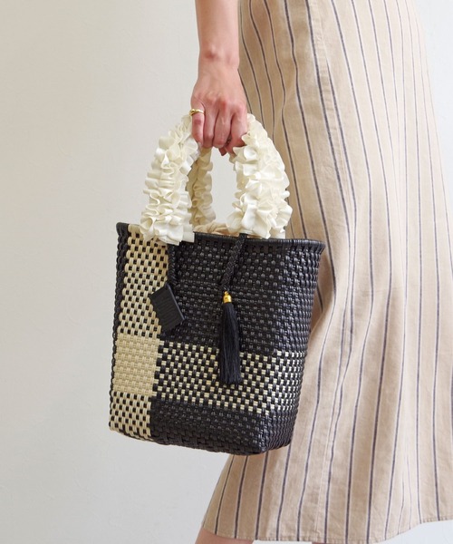 メラルカドバッグMサイズクリーム系 メキシコ ビーチバッグ かごバッグ かごバッグ カゴバッグ WOVEN (ウーヴン) / メキシコ製 メルカド