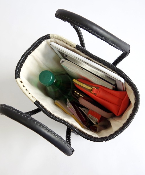 WOVEN ボックスバッグ　メルカド　かごバッグ　レザーハンドル メキシコ製 バスケットバッグ メルカドバッグ かごバッグ レザー