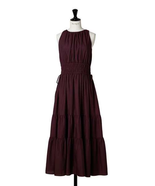 ワンピース Riviera Bow Tiered Long Dress herlipto shell pink / cherry red / black】Riviera Bow Tiered Long Dress