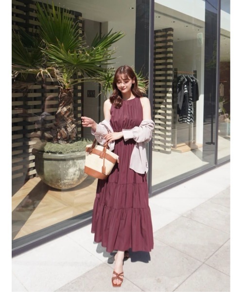 Her lip to ワンピース Riviera Bow Tiered Long Dress