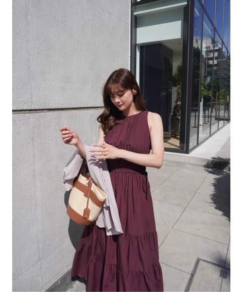 Her lip to ワンピース Riviera Bow Tiered Long Dress
