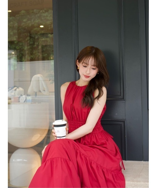 Her lip to ワンピース Riviera Bow Tiered Long Dress