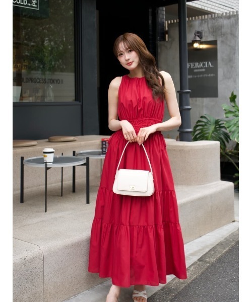 Her lip to ワンピース Riviera Bow Tiered Long Dress