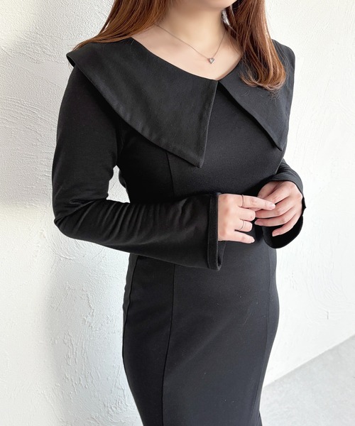 「apres jour」 長袖ワンピース X-LARGE ブラック レディース_画像5