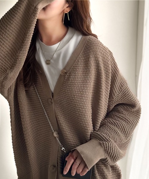 20471120 変形ニットカーディガン　茶 20471120 変形ニットカーディガン 茶 20471120 ニット セーター ジャケット