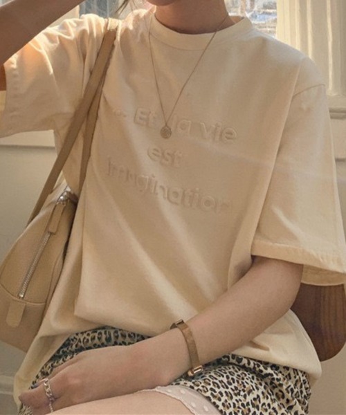 tシャツ ビッグシルエット立体ロゴTシャツ レディース