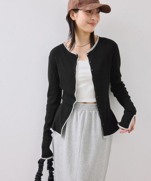 VIS（ビス） カーディガン 「WEB/一部店舗限定」配色メローバイカラー