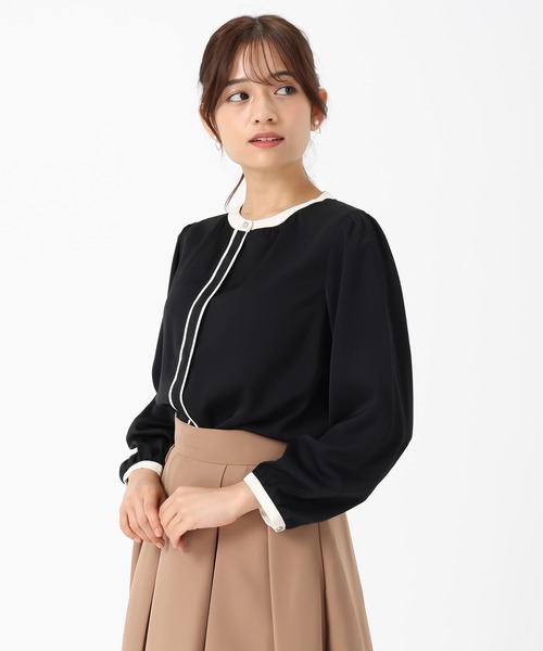 MISCH MASCH（ミッシュマッシュ） ブラウス シャツ 配色バンドカラー 