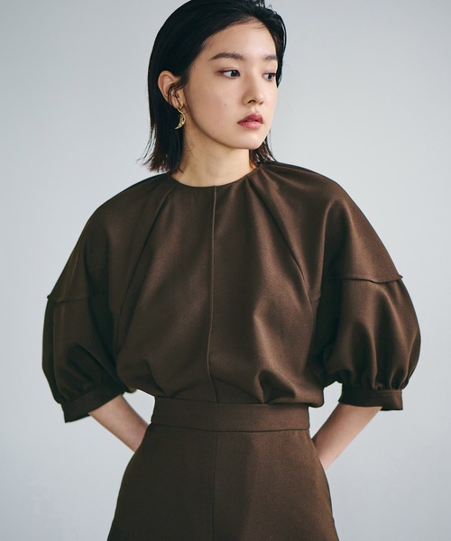 「VIS」 半袖ブラウス FREE ダークブラウン レディース_画像3