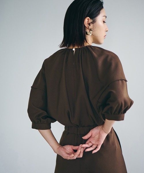 「VIS」 半袖ブラウス FREE ダークブラウン レディース_画像6