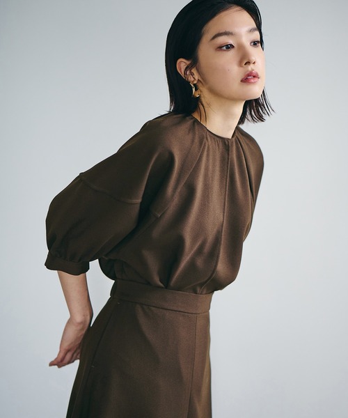 「VIS」 半袖ブラウス FREE ダークブラウン レディース_画像7
