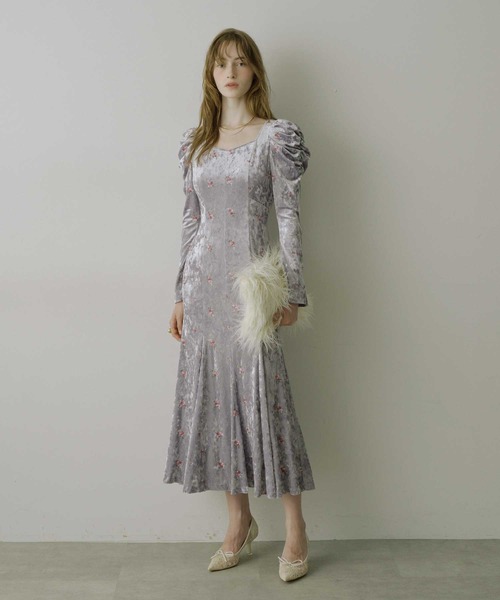 HEIREN ドレス 「HEIREN」小花刺繍入りベロアドレス : ZOZOTOWN Yahoo