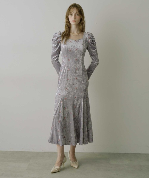 HEIREN ドレス 「HEIREN」小花刺繍入りベロアドレス : ZOZOTOWN Yahoo