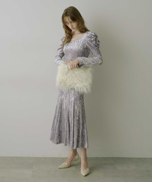 HEIREN ドレス 「HEIREN」小花刺繍入りベロアドレス : ZOZOTOWN Yahoo