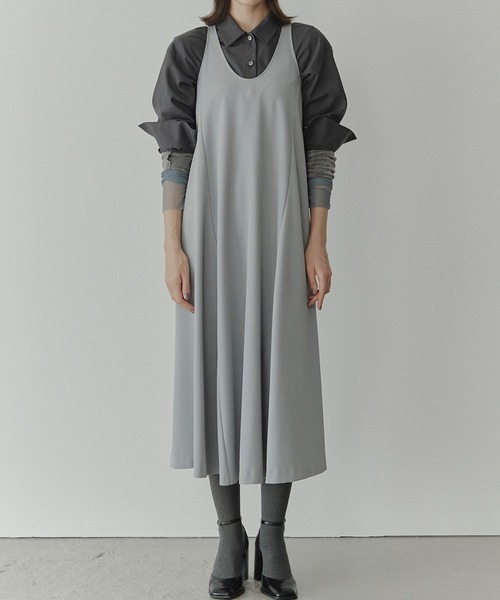 ワンピース スリーブレスツイルAラインドレス / Sleeveless Twill A-line Dressの画像