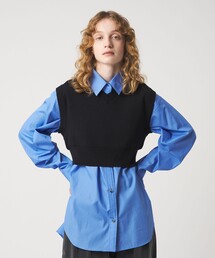 6 ベスト ジレ 「6(ROKU)」コットンウール ミラノリブ Vネック ベスト