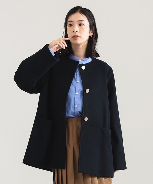 Demi-Luxe BEAMS リバーコート 36 ネイビー Demi-Luxe BEAMS チェスターコート サイズ36 ネイビー Demi-Luxe BEAMS