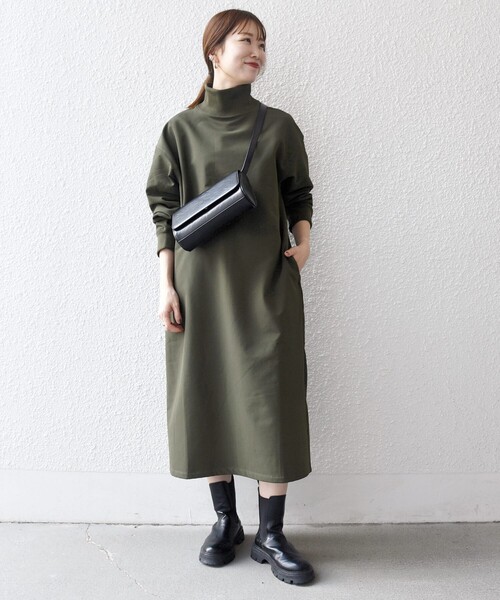 12/10まで値下げ　リブハイネックワンピース　38 SHIPS any ワンピース any:「洗濯機可能」裏起毛 リブ ハイネック