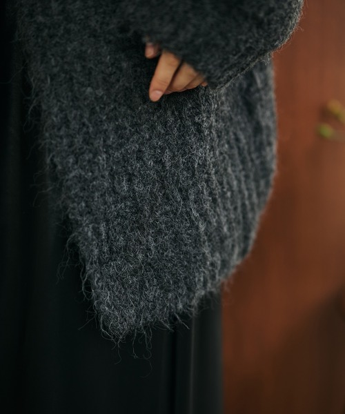 カーディガン low gauge hooded shawl knit cardigan /ローゲージ