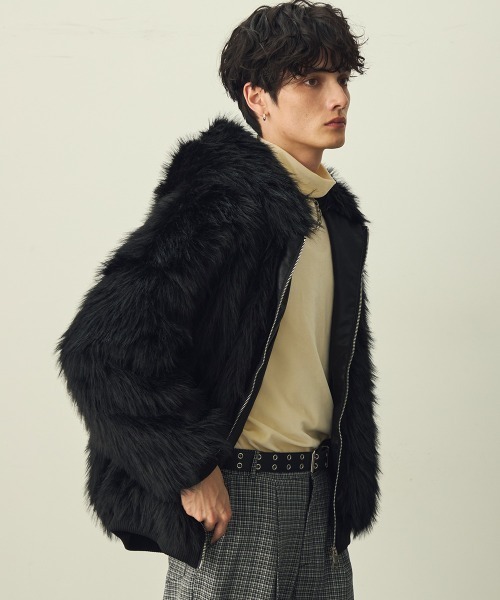 Hooded Eco Fur Jacket /フード付きエコファージャケット ALEXIA STAM（アリシアスタン） コート アウター Hooded Eco Fur