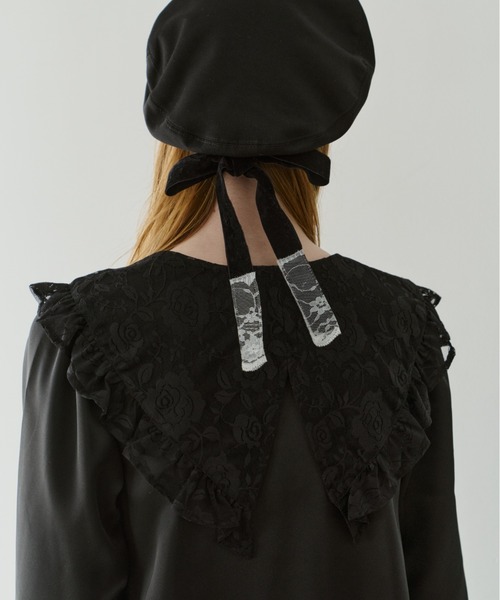 ブラウス シャツ lace collar vintage satin blouse / レースカラー