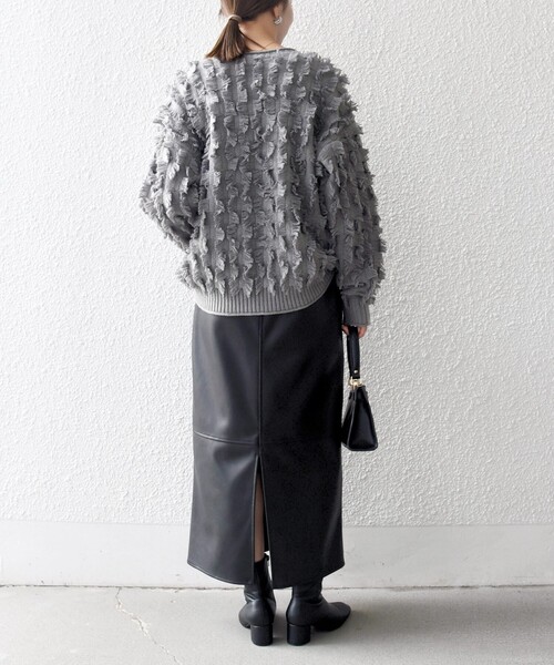 SHIPS any フリンジデザインニット SHIPS any:〈手洗い可能〉フリンジ デザイン ニット プルオーバー