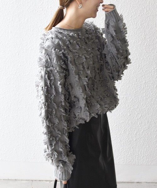 SHIPS any ニット セーター any:「手洗い可能」フリンジ デザイン プル