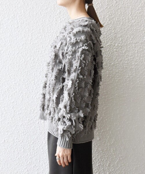 SHIPS any ニット セーター any:「手洗い可能」フリンジ デザイン プル