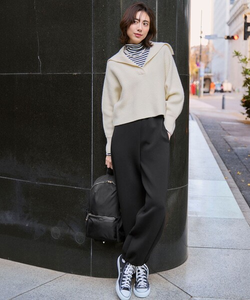 ニット セーター 「洗える」ウールカシミヤチャンキー クロップド