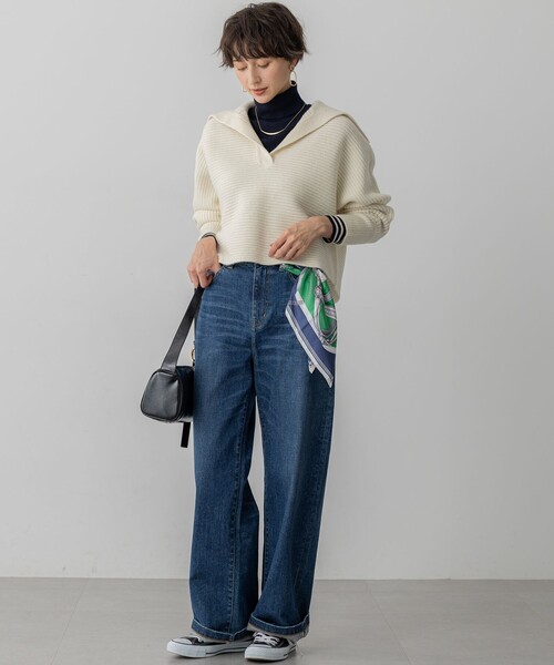 ニット セーター 「洗える」ウールカシミヤチャンキー クロップド