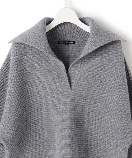 ニット セーター 「洗える」ウールカシミヤチャンキー クロップド