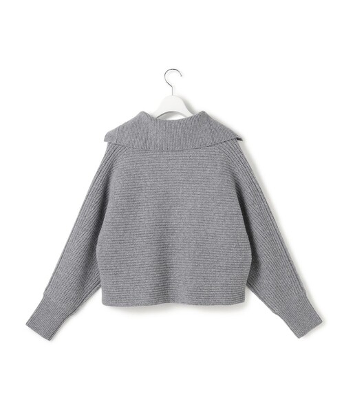 ニット　グレー ニット セーター 「洗える」ウールカシミヤチャンキー クロップド