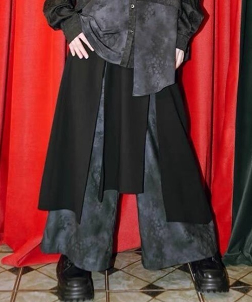 ワイドパンツ パンツ Doppel Shadowフェイクレイヤードワイドパンツ 