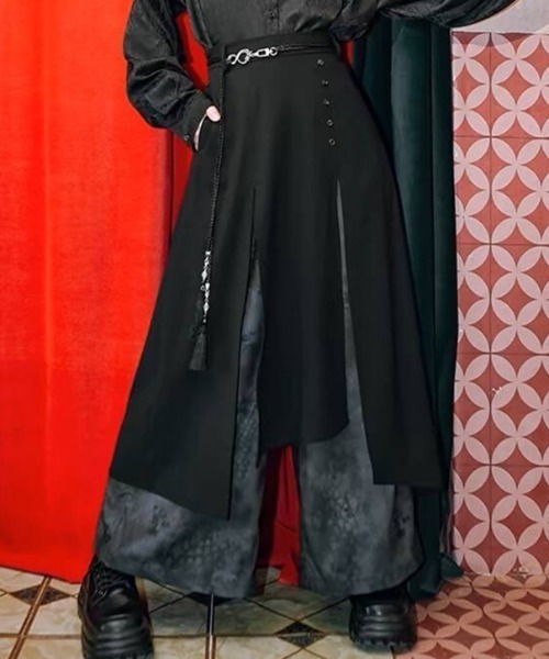 ワイドパンツ パンツ Doppel Shadowフェイクレイヤードワイドパンツ 