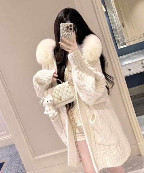 ファーコート★ダッフルコート★ガウン★ニットカーディガン★大きなサイズまで 大きいサイズ＞フェイクファーフードダッフルコート marun 通販