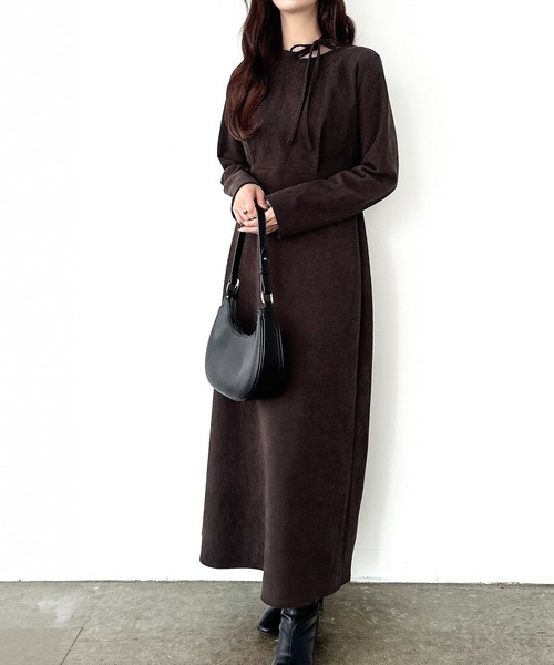 「Meiru」 長袖ワンピース SMALL ブラウン レディース_画像6