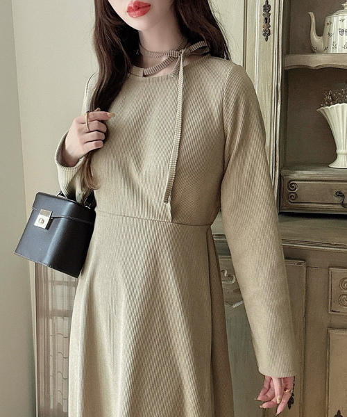 「Meiru」 長袖ワンピース SMALL ブラウン レディース_画像7