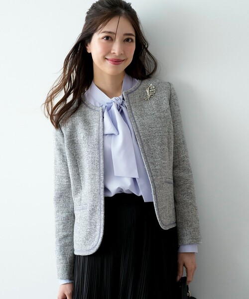 美品♡エニィスィス ツイード ノーカラージャケット 卒業式 入学式 お宮参り ツイードノーカラーミドル ジャケット / ANY SIS | ファッション通販