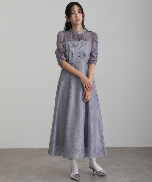 atlo（アトロ） ドレス 結婚式二次会パーティードレスロングと袖あり