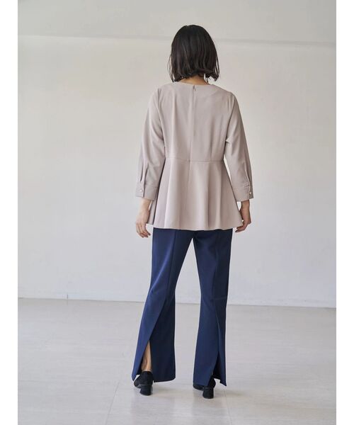 TONAL（トーナル） ブラウス シャツ パールキーネックペプラムブラウス