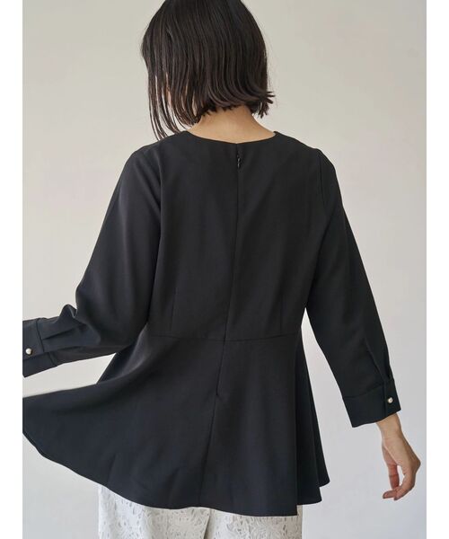 TONAL（トーナル） ブラウス シャツ パールキーネックペプラムブラウス